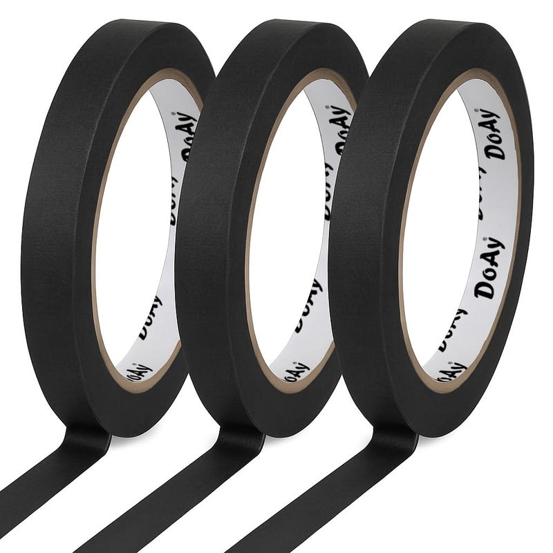 DOAY 3 Pack Black Painters Tape - Masking Tape 0.50 Inch Wide - Multi-Surface, Smart Adhesion, Indoor & Outdoor - 270FT Total - Paint Tape for DIY, Labeling, Art, Car, General Purpose (#3910) - Image 2